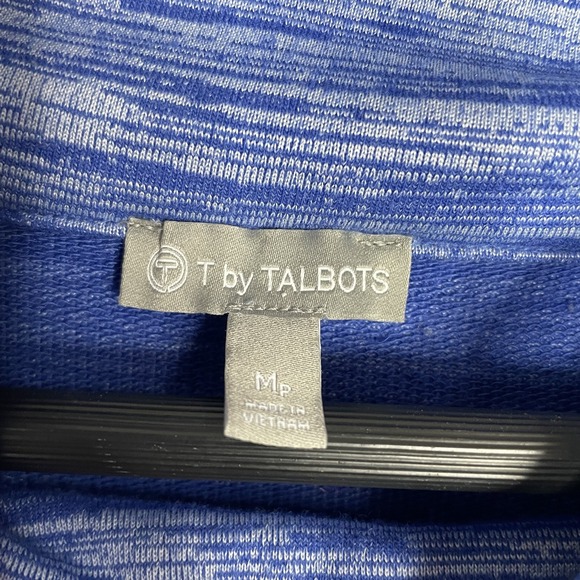 T By Talbots Womens Striped Mock Neck Pullover Sweatshirt Size M Petite‎ Blue - Picture 4 of 6